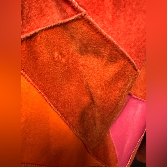 Vintage Margaret Godfrey Red Black Pink Patchwork Suede Leather Jacket - Picture 5 of 7